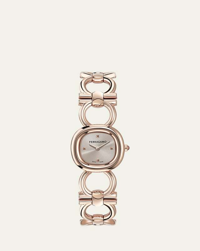 Double Gancini 25MM IP Rose Gold Bracelet Watch